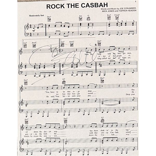 Joe Strummer Autographed Sheet Music