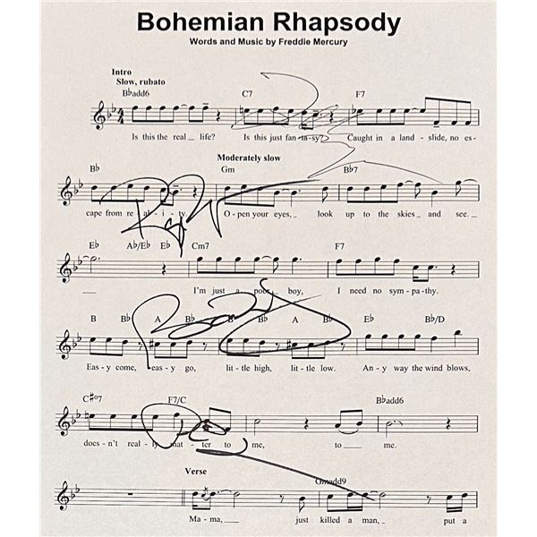 Queen Autographed Sheet Music Freddie