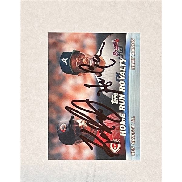 Ken Griffey Jr Hank Aaron Autographed Card