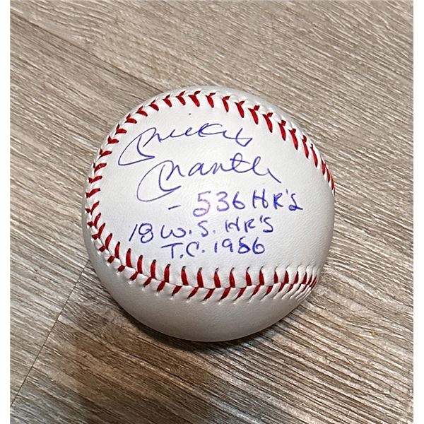 Mickey Mantle Autographed STAT Baseball