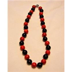 Red Coral/Onyx Necklace