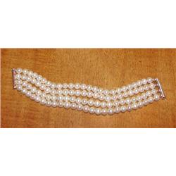 Four Strand Real Cultured Pearl Bracelet
