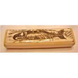 Oblong Real Bone Scrimshaw Box