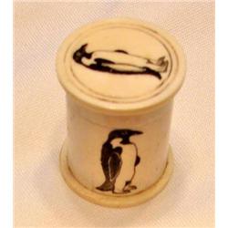 Round Real Bone Scrimshaw Box