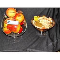 Two Glass Footed Bowls/Contents