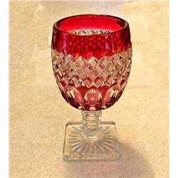 * Eight  Antique Ruby/Clear Water Glasses