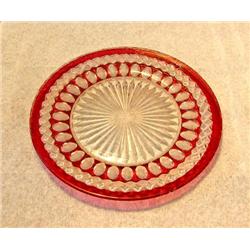 * Seven Antique Ruby/Clear Plates