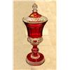 Image 1 : * Antique Ruby/Clear Candy Dish w/Lid (Lid Cracked)