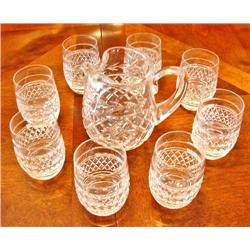 Waterford Crystal Pitcher and 8 Glasses