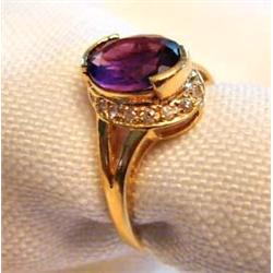 Ladies Amethyst/Diamond Ring sz. 7-1/4
