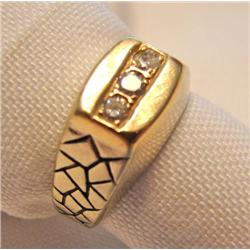 Man's 14Kt White Gold Ring w/3 Diamonds (1 diamond chipped) .30 ct Total wt. Apraised Value $325