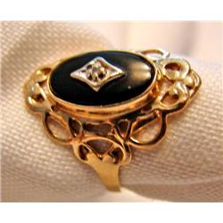 Ladies Black Onyx & Diamond Ring est.Value $150