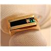 Image 1 : Man's 10kt Gold Ring w/Black Onyx Stone -Round Diamond -Man Made Emerald est. value $225