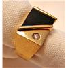 Image 1 : Man's 10kt Yellow Gold Ring w/Black Onyx Stone & Round Full Cut Diamond .10 ct wt. Appraised Value $