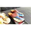 Image 2 : SIZE 10 THREE THONGS INCLUDING LASER CUT MONTHLY BOUQUET, BUCKLE PUMPKIN POPPIES AND LASER CUT RE...