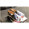 Image 2 : SIZE 9 1930S GOLF SHOES, NIGHT BALLET FLATS, BLUE ABSTRACT LEATHER LOAFERS