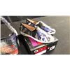 Image 2 : SIZE 9 CHARGING HORSE COWBOY MULES WITH WOODED HEEL, BLUE ABSTRACT LEATHER LOAFERS, MAISON MODERN...