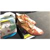 Image 2 : SIZE 10 EVERYDAY SORCERY FLAT BUCKET THONGS, RUSSIAN RED GOLF SHOES WITH PIPING, "OH POOL BOY" PU...