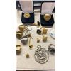 Image 1 : BAG OF MENS JEWELRY & MISC INCLUDING RINGS, CUFF LINKS, METALS, COIN & MORE