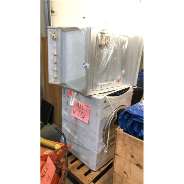 WHITE GE HYDROTEMP WASHER AND WHITE MOFFAT DRYER