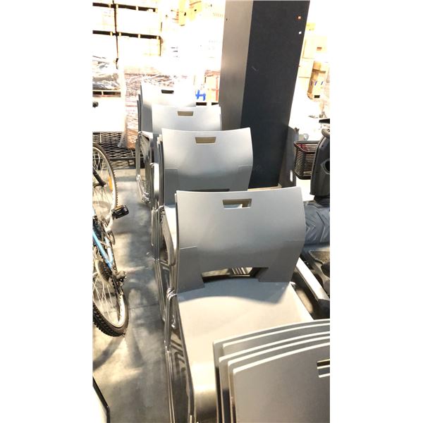 33 GREY PLASTIC STACKING SIDE CHAIRS