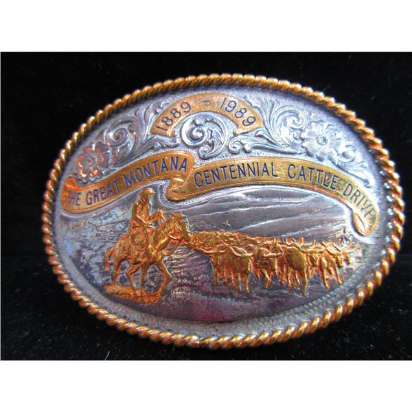 Montana Silversmith 1889-1989 "The Great Montana Centennial Cattle Drive" Belt Buckle- 2228/5000- 3.