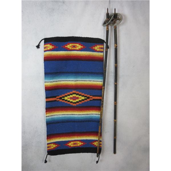 Northland Ski Poles- Navajo Style Rug- 40" X 19"