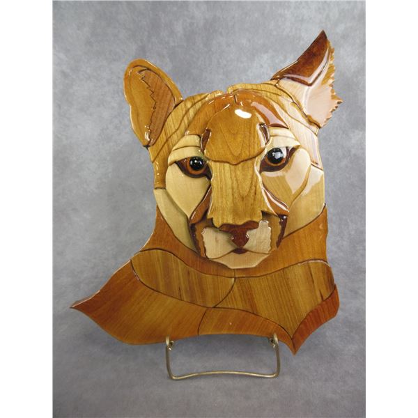Intarsia Woodwork Mountain Lion- 14.5" X 12"