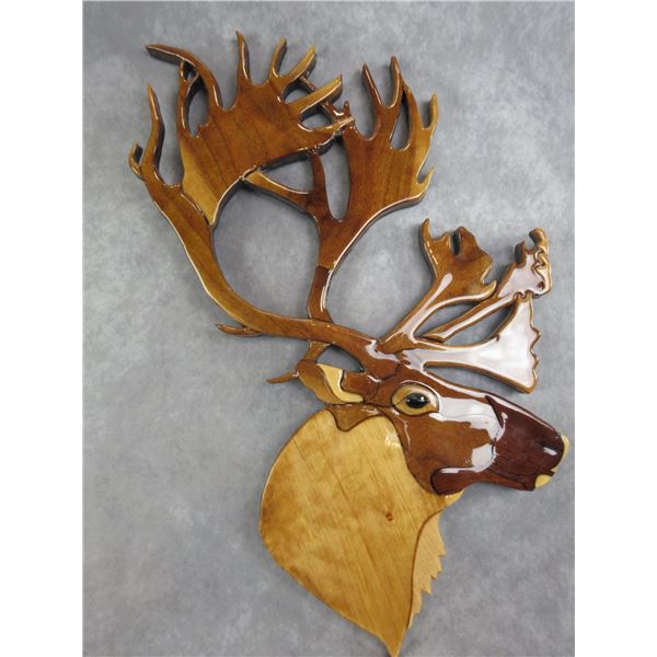 Intarsia Woodwork Caribou- 23" X 12.5"