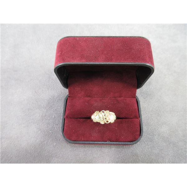 Black Hills 10K Gold Ring With 3 Channel Set Diamonds- Size 9.5