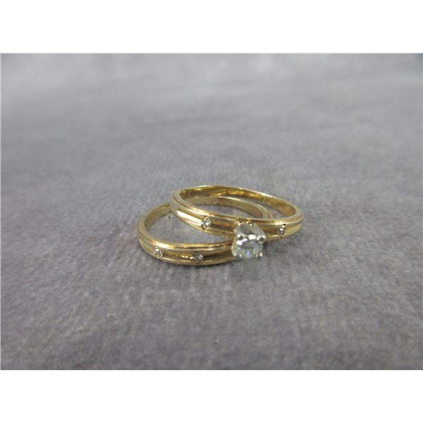Ladies 14K Gold Wedding Set With 6 Diamonds- Size 8