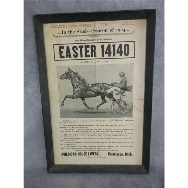 1904 Poster Of Easter 14140 Trotter Stallion- 19" X 13"