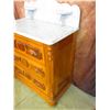 Image 2 : Antique Marble Topped 3 Drawer Commode- Dovetailed Drawers- Marble Has A Crack- Good Condition- 40"H