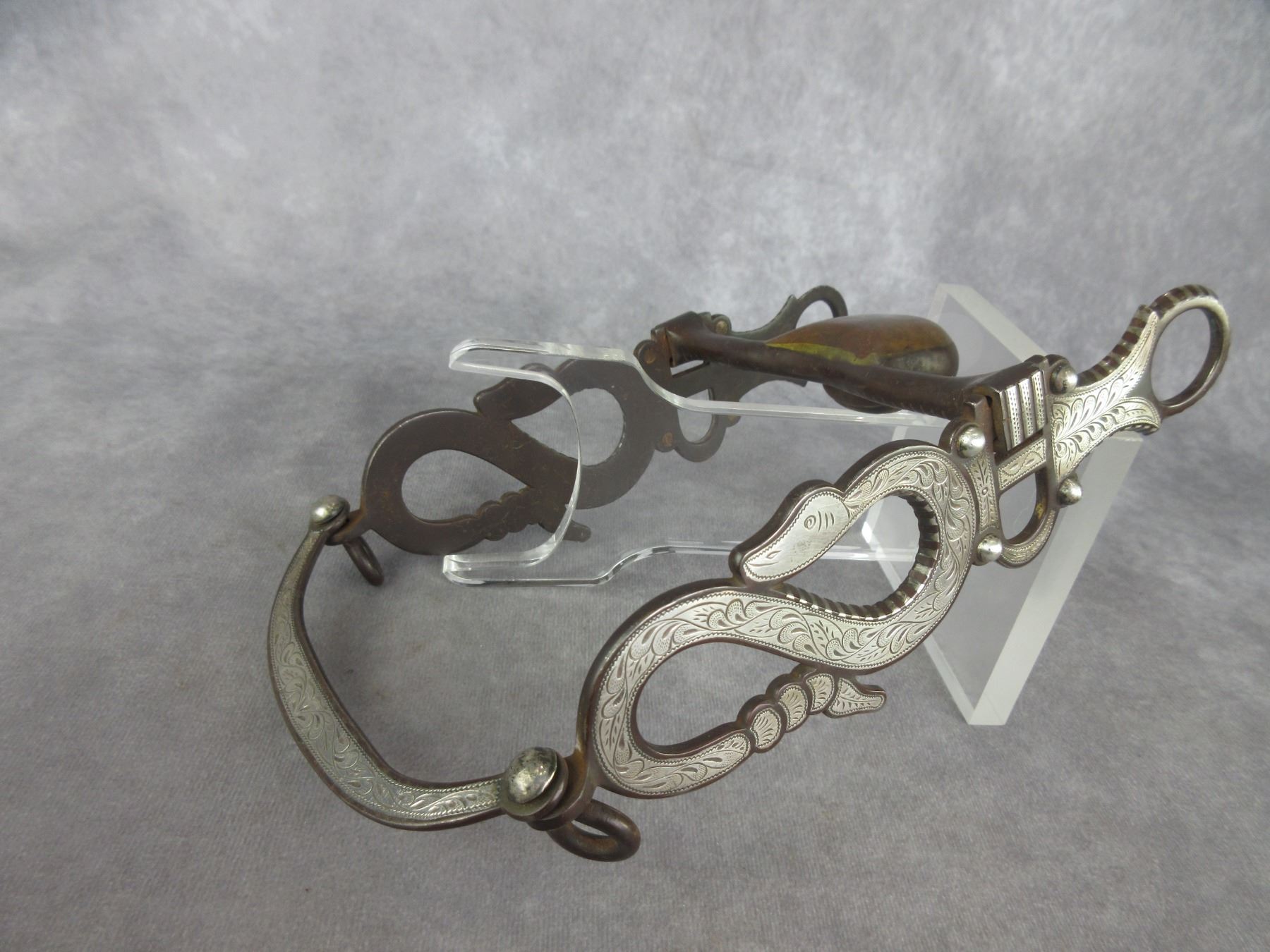 Marked B-C Silver Inlaid Bit- Snake Cheek- San Joaquin Mouth- Slobber ...