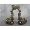 Image 2 : Marked Vogt Silver Inlaid Spurs- 1" Bands- 2.5" Shanks- 2" 14 Point Rowels- Barrel Chap Guards- Old 