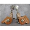 Image 1 : Marked Crockett Silver And Copper Overlaid Stainless Heart Pattern Spurs- 1" Bands- 2.5" Shanks- 2.2