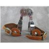 Image 2 : Marked Crockett Silver And Copper Overlaid Stainless Heart Pattern Spurs- 1" Bands- 2.5" Shanks- 2.2