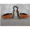 Image 2 : Marked E Garcia Silver Inlaid Spurs- 1.1" Bands- 2.25" Shanks- 1" 10 Point Rowels- 1.5" Conchos- Sta