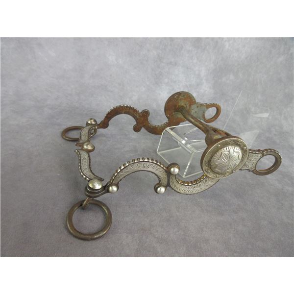 Unmarked Silver Inlaid Bit- Double Crescent Moon Cheek- Wyoming Halfbreed Style Copper Inlaid Mouth-