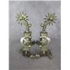 Image 1 : Unmarked Silver Inlaid Elko Star Pattern Spurs- 1.6" Bands- 2.5" Drop Shanks- 2" 12 Point Rowels Wit