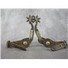 Image 1 : Unmarked McChesney Silver Overlaid Spurs- Rare #12 Flying Geese Pattern- .6" Bands- 2.25" Goosehead 