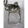 Image 10 : Large Marked Heiser Denver Browband Flower Tooled Headstall- Nickel And Iron Conchos- 5 Dot Marked H