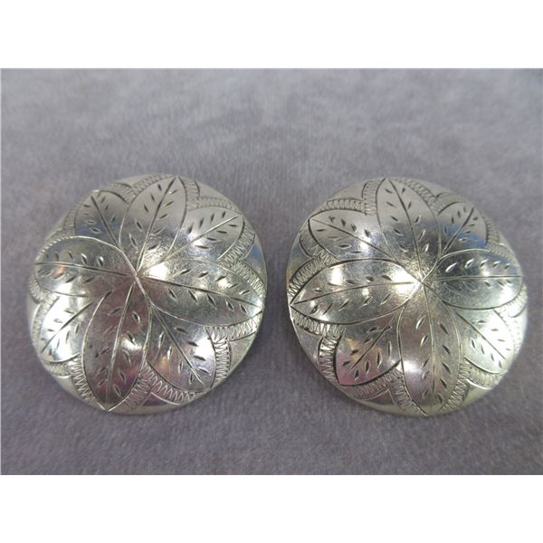 Marked JF CCSC (Jack Ferguson) Domed- Engraved Loopback Silver Conchos- 2" Conchos