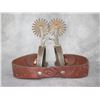 Image 2 : Marked GS Garcia (Weak Mark) Silver Inlaid Spurs- .75" Bands- 2.75" Shanks- 2.75" 20 Point Rowels- C