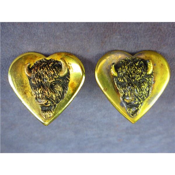 2 Brass Buffalo Loopback Conchos- 1.7"