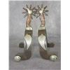 Image 1 : Marked With Dots Double Mounted Silver And Copper Overlaid Lady Legs Spurs- 1" Bands- 2.5" Shanks- 1