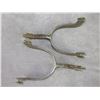 Image 3 : Marked With Dots Double Mounted Silver And Copper Overlaid Lady Legs Spurs- 1" Bands- 2.5" Shanks- 1