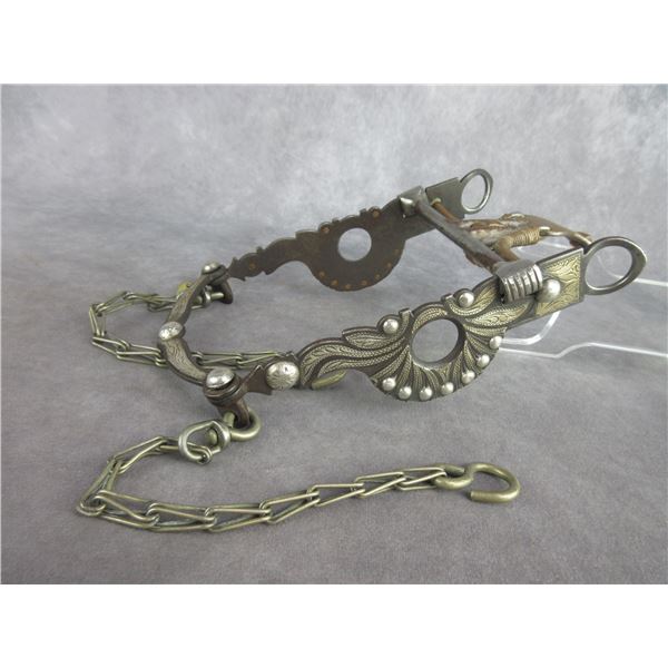 Unmarked But Attributed To Figueroa Silver Inlaid Bit- Santa Barbara Cheek- Spade Mouth- Slobber Bar
