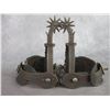 Image 2 : Buermann Hand Forged Steel Silver Inlaid Spurs- .8" Bands- 2" Drop Shanks- 1.75" 10 Point Rowels- Ch