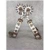 Image 1 : Marked E Garcia Silver Inlaid Card Suit Spurs .8" Bands- 2.25" Drop Shanks- 2" 12 Point Rowels With 